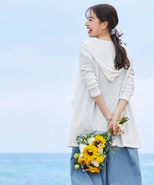 Tiaclasse L 【洗える新色追加・洗える】サマーニットフードロングカーディガン オフホワイト