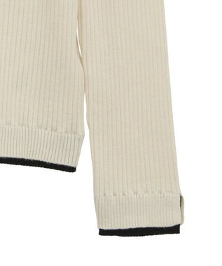 Green Parks 配色レイヤードポロリブニットカーディガン Ivory