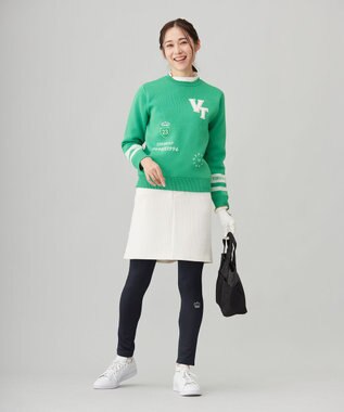 23区GOLF 【WOMEN】【ウォッシャブル】グラフィックダブルジャガードニット ピーコックグリーン系