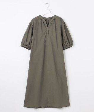 自由区 【洗える・XSサイズあり】タイプライターピースダイ ワンピース カーキ系