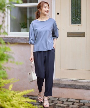 ANY SIS L 【接触冷感＆UVカット】サラキレイ テーパードパンツ ネイビー