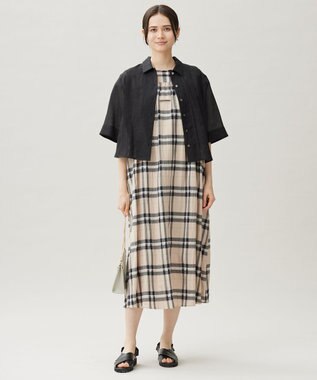 自由区 【カタログ掲載・接触冷感・洗える】シアーラミーローンクロップド丈 ブラウス セピア