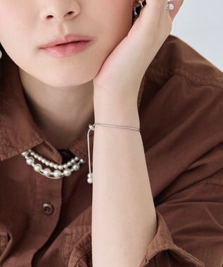 Phoebe スリムチェーンパールスライドブレスレット　シルバー
