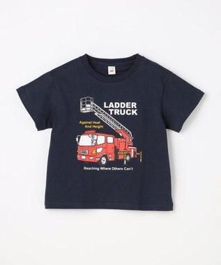 ANY KIDS 【洗濯機可能】はたらく車プリント 半袖Tシャツ ネイビー
