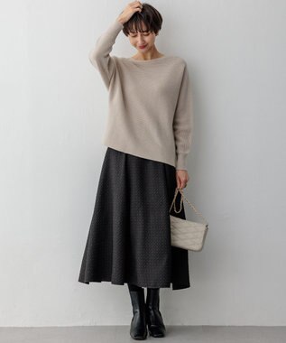 23区 L 【洗える】ラメウール ドルマンスリーブ ニット ベージュ系