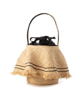 UNBILLION kakatoo ラフィアラッフルステッチワークワンショルダー ブラック