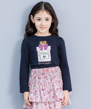 ANY KIDS ミラクルスパンコール 長袖 Tシャツ ネイビー×パフューム