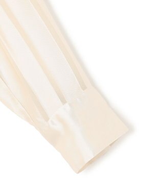 BEIGE， HAUYNITE / シアーストライプバンドカラーブラウス Ecru