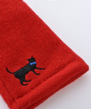 ORuKuBET おさんぽねこ刺繍ジャージグローブ(WOMEN)【タッチパネル対応】 レッド