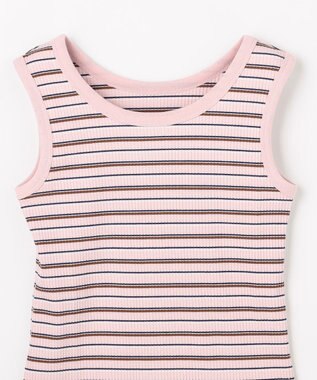 ANY テレコラウンドヘムタンクトップ ピンクベース