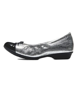 ASICS WALKING ペダラ レディース 2E 2.0cmヒール シルバー×ブラック(エナメル)