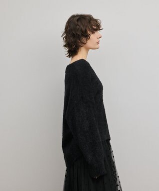 GRACE CONTINENTAL ラメフェザーニットトップ ブラック