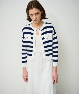 美品グレースコンチネンタル　ニットカーディガン　ブラウン　総柄　36 ジーラ GeeRA アーガイルニットカーディガン （ブラウン系