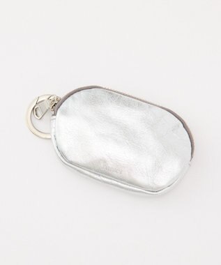 russet カラビナ付き ソフトレザー横長ポーチ(Z-218) Silver