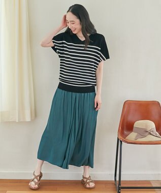 ANY 【洗濯機可能・ウエストゴム】リラックススカーチョ グリーン