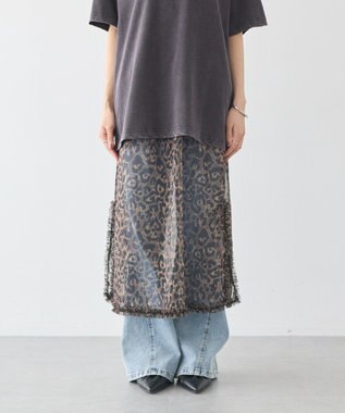 earth music&ecology レイヤードスカート(Long) Leopard