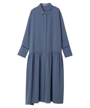 Green Parks armonia．配色シャツワンピース Blue
