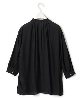 ICB 【接触冷感・速乾・洗える】 ドレープシフォン ブラウス ブラック系
