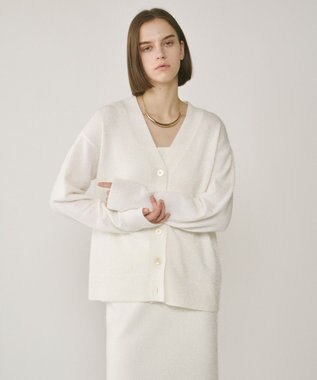 GRACE CONTINENTAL フィルムヤーンニットカーディガン ホワイト