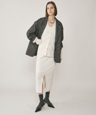 GRACE CONTINENTAL フィルムヤーンニットカーディガン ホワイト