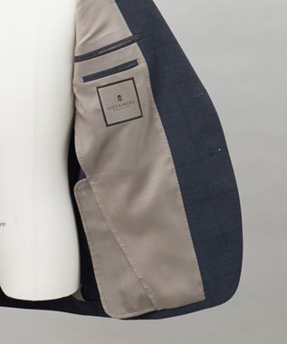 GOTAIRIKU シワになりにくい【御幸毛織/みゆきけおり】DRYSPINNER 平織スーツ_ネイビー格子 ネイビー系×格子