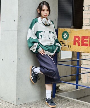 WEGO 【ユニセックス着用ITEM】カレッジロゴラガースウェット グリーン