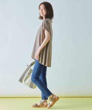 ANY キャンバスデザインテープトート ライトグレー系