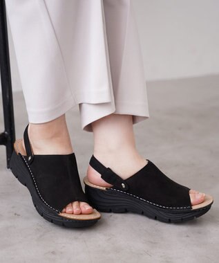 Pointer 本革 超軽量厚底サボサンダル ブラック(ヌバック)