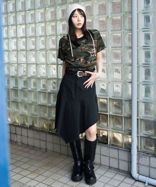 WEGO レイヤードキーネック半袖T 柄1