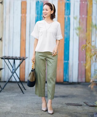 Tiaclasse L 【洗える】ゆったりシルエットの幅広カフスブラウス オフホワイト