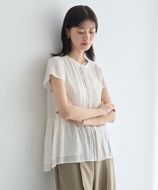 YECCA VECCA ペプラムシアーブラウス White