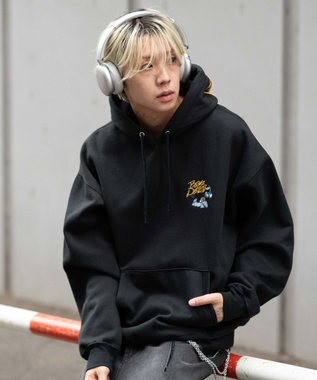 WEGO 【ユニセックス着用ITEM】別注BENDAVISグラフィックプルパーカー ブラック