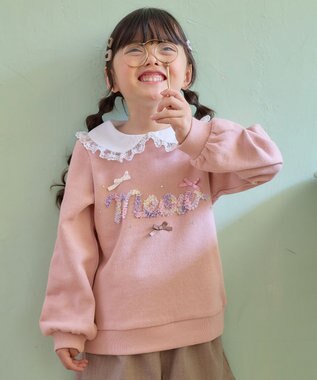 ANY KIDS 裏毛 モシャモシャ ロゴ トレーナー ピンク