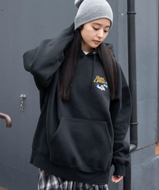 WEGO 【ユニセックス着用ITEM】別注BENDAVISグラフィックプルパーカー ブラック