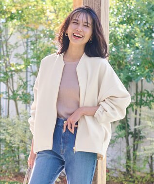 ANY 【洗える】ライトウエイト ジップブルゾン ベージュ