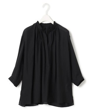ICB 【接触冷感・速乾・洗える】 ドレープシフォン ブラウス ブラック系