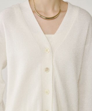 GRACE CONTINENTAL フィルムヤーンニットカーディガン ホワイト