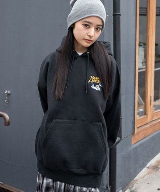 WEGO 【ユニセックス着用ITEM】別注BENDAVISグラフィックプルパーカー ブラック