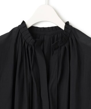 ICB 【接触冷感・速乾・洗える】 ドレープシフォン ブラウス ブラック系