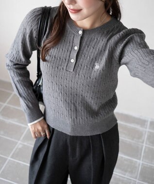 WEGO 【WEB限定/25年秋冬新作】別注USPOLOヘンリーネックニットPO グレー