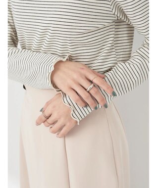 earth music&ecology マイクロボーダーリブプルオーバー Off White