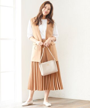 ANY リネンライクエアーヴィンテージ ジレ ライトモカ