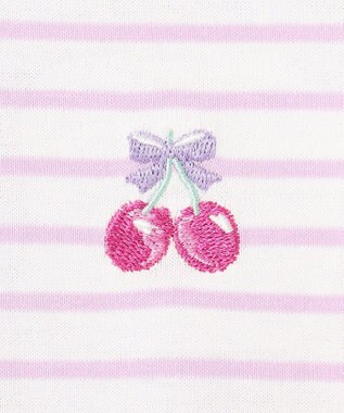 ANY KIDS 袖スカラップ ボーダーTシャツ ラベンダー