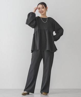 AMERICAN HOLIC ラグランジャガードロングブラウス Black