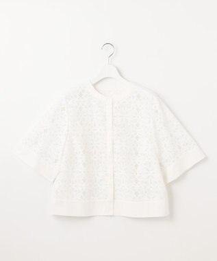自由区 【カタログ掲載・洗える】フラワータイルレース ブラウス オフホワイト