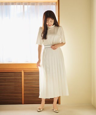 #Newans 〈花乃まりあさんコラボ〉ワイドプリーツワンピース ホワイト