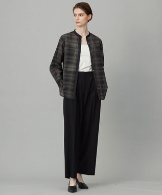 ICB 【UVカット・洗える】ウール2WAYストレッチ ワイドパンツ ブラック系