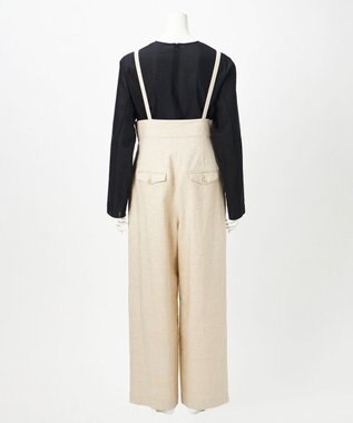 23区 【GOLD LABEL】GIOTEXリネンスパーク サスペンダー付 タックパンツ ベージュ系