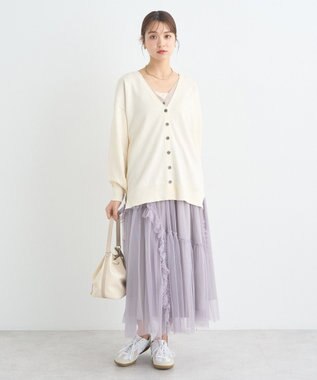 earth music&ecology レイヤード風ニットカーディガン Ivory