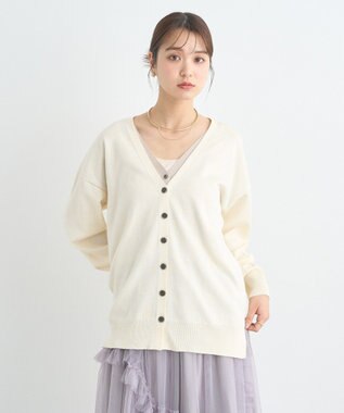 earth music&ecology レイヤード風ニットカーディガン Ivory